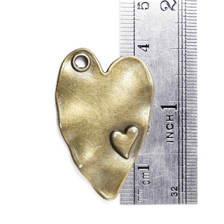 Maxi Dije Corazón Tono Plata Envejecida, Oro Envejecido o Bronce Envejecido 38x24mm | 1 ud