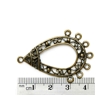 Base Pendiente Gota Estilo Tibetano Tono Bronce Envejecido 46x32x2mm | 2 uds