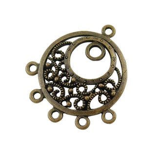 Base Pendiente Chandelier Redonda Tono Bronce Envejecido 35x31x3mm | 2 uds