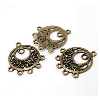 Base Pendiente Chandelier Redonda Tono Bronce Envejecido 35x31x3mm | 2 uds