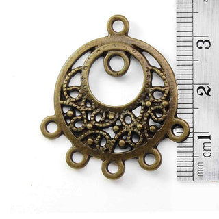 Base Pendiente Chandelier Redonda Tono Bronce Envejecido 35x31x3mm | 2 uds