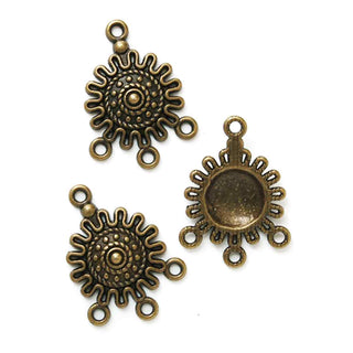Base Pendiente Chandelier Sol Estilo Tibetano Tono Bronce Envejecido 27x18x3.5mm | 4 uds
