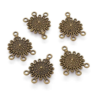 Base Pendiente Chandelier Sol Estilo Tibetano Tono Bronce Envejecido 27x18x3.5mm | 4 uds