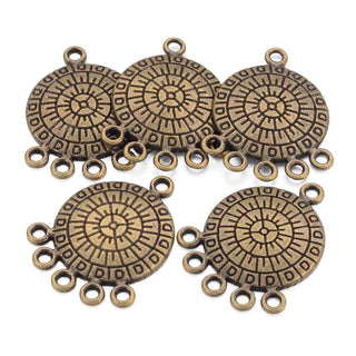 Base Pendiente Chandelier Redonda Estilo Tibetano Tono Bronce Envejecido 27x21x2mm | 2 uds