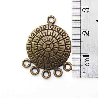 Base Pendiente Chandelier Redonda Estilo Tibetano Tono Bronce Envejecido 27x21x2mm | 2 uds