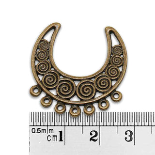 Base Pendiente Luna Creciente con Espirales Tono Bronce Envejecido 28x27x2mm | 2 uds