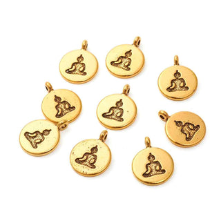 Dije Medallón Buda de Aleación Estilo Tibetano Tono Oro Envejecido 19x15x2mm | 3 uds