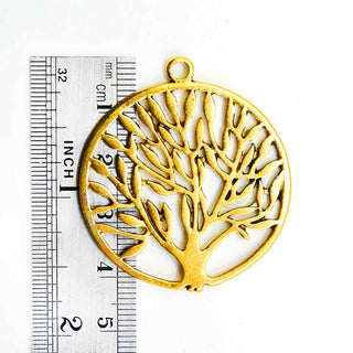 Maxi Dije Medallón Árbol de la Vida de Aleación Tono Oro Envejecido 47mm | 2 uds