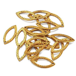 Dije Marquise de Aleación Estilo Tibetano Tono Oro Envejecido 25x11,5x1,8mm | 10 uds