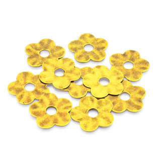 Dije Conector Flor de Aleación Tono Oro Envejecido 35x35x2mm | 2 uds