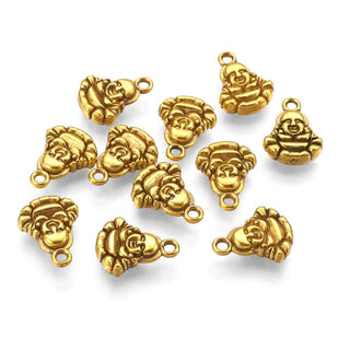 Mini Dije Buda de Aleación Tono Oro Envejecido 14x11x3,5mm | 10 uds