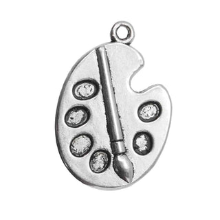 Dije Paleta de Pintura con Pincel Estilo Tibetano Tono Plata Envejecida 27.5x19mm | 2 uds