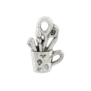 Dije de Frasco con Pinceles Estilo Tibetano en Tono Plata Envejecida para Bisutería Escolar y de Arte, 19x13 mm - 6 uds