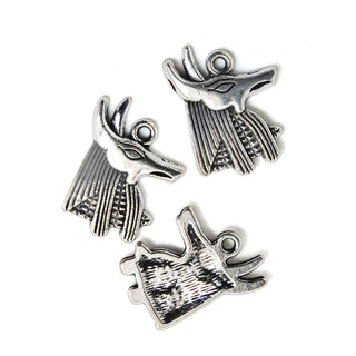 Dije de Anubis Dios Egipcio Estilo Tibetano en Color Plata Envejecida para Bisutería Mitológica, 20x15 mm - 5 uds
