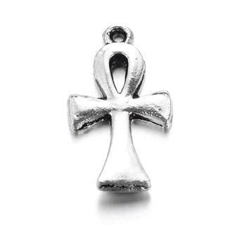 Dije Cruz Egipcia Ankh Estilo Tibetano Tono Plata Envejecida 22x12mm | 5 uds