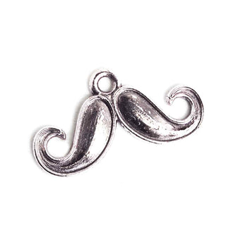 Dije Bigote Mostacho Estilo Tibetano Tono Plata Envejecida 13x24mm | 2a Selección | 8 uds