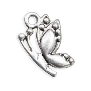 Dije Mariposa Estilizada Estilo Tibetano Tono Plata Envejecida 18x11mm | 9 uds
