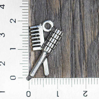 Dije Peineta y Cepillo Estilo Tibetano Tono Plata Envejecida 20x12mm | 8 uds