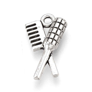 Dije Peineta y Cepillo Estilo Tibetano Tono Plata Envejecida 20x12mm | 8 uds