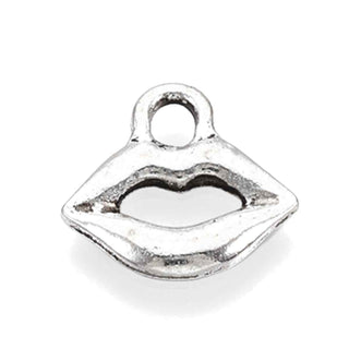 Dije Labios Beso Estilo Tibetano Tono Plata Envejecida 12.5x13mm | 12 uds