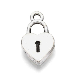 Dije Corazón Candado Estilo Tibetano Tono Plata Envejecida 18.5x11.5mm | 7 uds