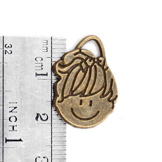 Dije Niña Estilo Tibetano Tono Bronce Envejecido 22x15x3mm | 3 uds