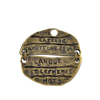Dije Conector Articulado con Texto Bíblico en Francés Tono Bronce Envejecido 29x29x1.5mm | 2 uds