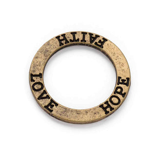 Dije / Anilla "Faith & Love & Hope" Estilo Tibetano Tono Bronce Envejecido 22x1.5mm | 2 uds