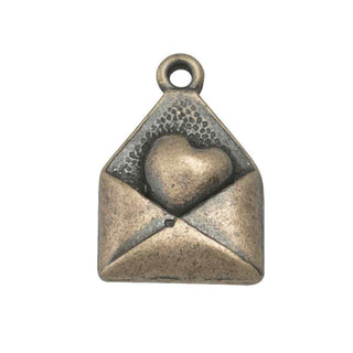 Dije Sobre con Corazón Tono Bronce Envejecido 17x10x2mm | 8 uds