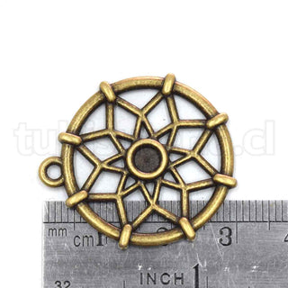 Colgante de aleación con ajustes para pequeño cabochón de 4mm, atrapa sueños, 31.3×28 mm.