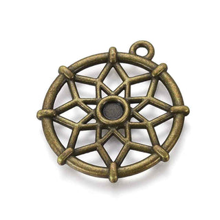 Dije Atrapa Sueños con Ajuste para Cabochón 4mm Tono Bronce Envejecido 31.3x28mm | 4 uds