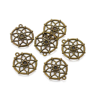 Dije Atrapa Sueños con Ajuste para Cabochón 4mm Tono Bronce Envejecido 31.3x28mm | 4 uds