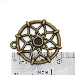 Dije Atrapa Sueños con Ajuste para Cabochón 4mm Tono Bronce Envejecido 31.3x28mm | 4 uds