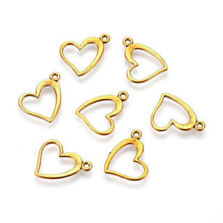 Dije Corazón de Aleación Tono Oro Envejecido 13x15x1mm | 12 uds
