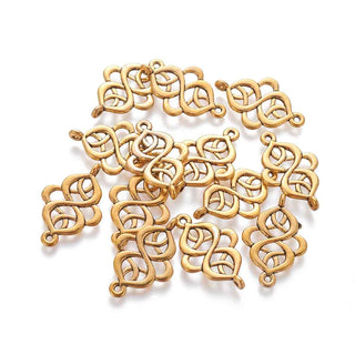 Base Pendiente Enlace Nudo Celta Entrelazado Tono Oro Envejecido 28x18x2mm | 4 uds