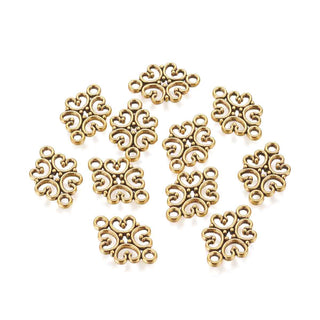 Enlace Volutas Barrocas Entrelazadas Tono Oro Envejecido 13x19.5x1mm | 10 uds