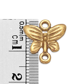 Enlace Mariposa Alas Estriadas Tono Oro Envejecido 13x14x2mm | 8 uds