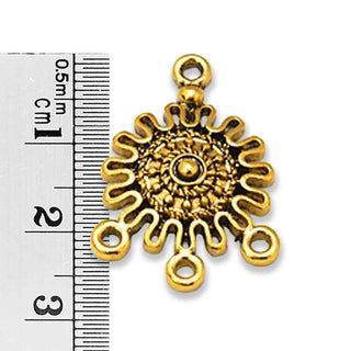 Base Pendiente Chandelier Sol Mandala Tono Oro Envejecido 27x18x3.5mm | 4 uds