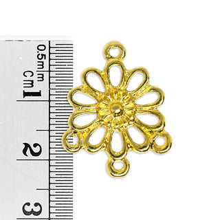 Base Pendiente Flor Margarita con Pétalos Calados Tono Dorado 23x19x3mm | 8 uds