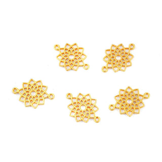 Conector Mandala Flor de Loto Calada Séptimo Chakra Tono Dorado 20x14x1.4mm | 7 uds
