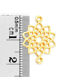 Conector Mandala Flor de Loto Calada Séptimo Chakra Tono Dorado 20x14x1.4mm | 7 uds