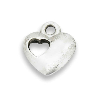Dije Corazón Anidado Estilo Tibetano Tono Plata Envejecida 13x11mm | 10 uds