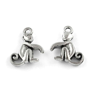Dije Mono Simpático Estilo Tibetano Tono Plata Envejecida 15.8x13mm | 10 uds
