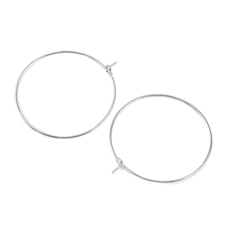 Argolla Aro Redondo de Latón Tono Plata 30 mm | 5 pares
