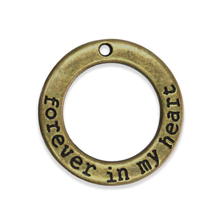 Dije / Argolla "Forever in My Heart" Tono Bronce Envejecido 29x2mm | 3 uds