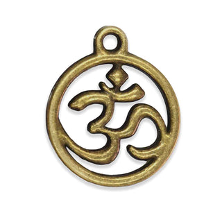 Dije Ohm / Aum Estilo Tibetano Tono Bronce Envejecido 21x18x2mm | 8 uds