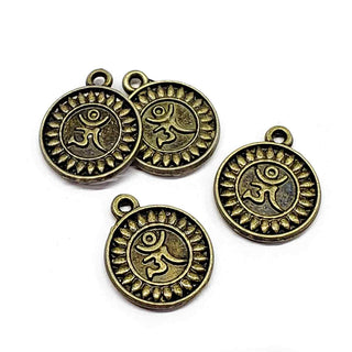 Dije Ohm con Pétalos de Loto Tono Bronce Envejecido 15x13x1.5mm | 10 uds