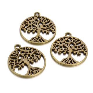 Dije Árbol de la Vida Estilo Tibetano Tono Bronce Envejecido 29x25x1.5mm | 3 uds