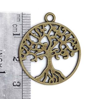 Dije Árbol de la Vida Estilo Tibetano Tono Bronce Envejecido 29x25x1.5mm | 3 uds