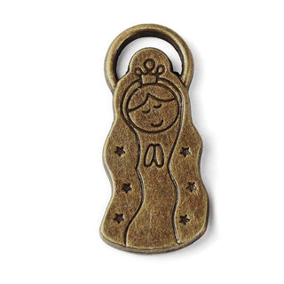 Dije Virgen "Virgencita cuídame xfis" Estilo Tibetano Tono Bronce Envejecido 32x15x2mm | 3 uds
